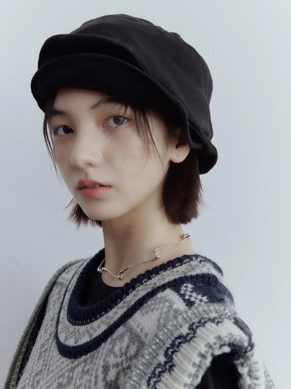 Fair Isle Wool Vest Blue Grey Vintage Pattern Multi Way Wear V-neck T-shirt Long Sleeve