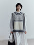 FUSSED_Fair_Isle_Wool_Vest_Blue_Grey_Vintage_Pattern_Multi_Way_Wear_V_Neck_T_Shirt_Long_Sleeve_MISSTT