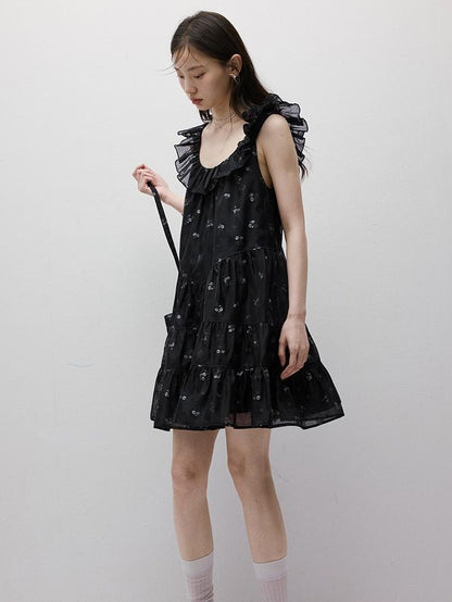 FUSSED Floral Burnout Ruffled Sleeve Women&