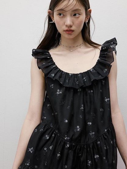 FUSSED Floral Burnout Ruffled Sleeve Women&