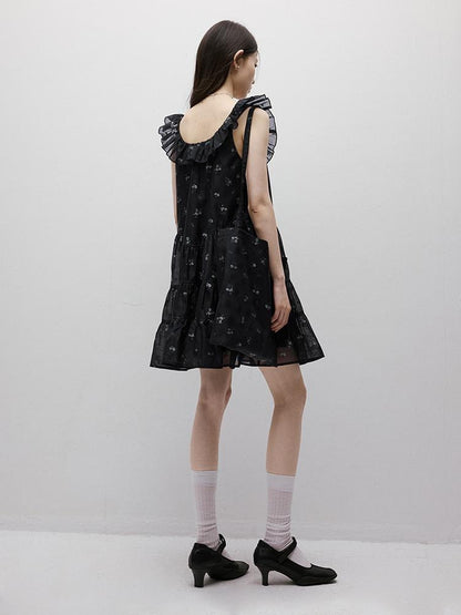 FUSSED Floral Burnout Ruffled Sleeve Women&