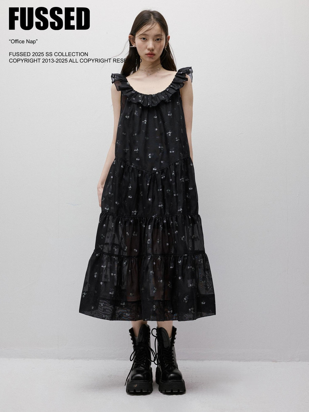 FUSSED Floral Burnout Ruffled Sleeve Women&