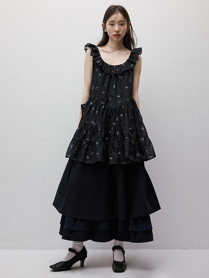 FUSSED Floral Burnout Ruffled Sleeve Women&