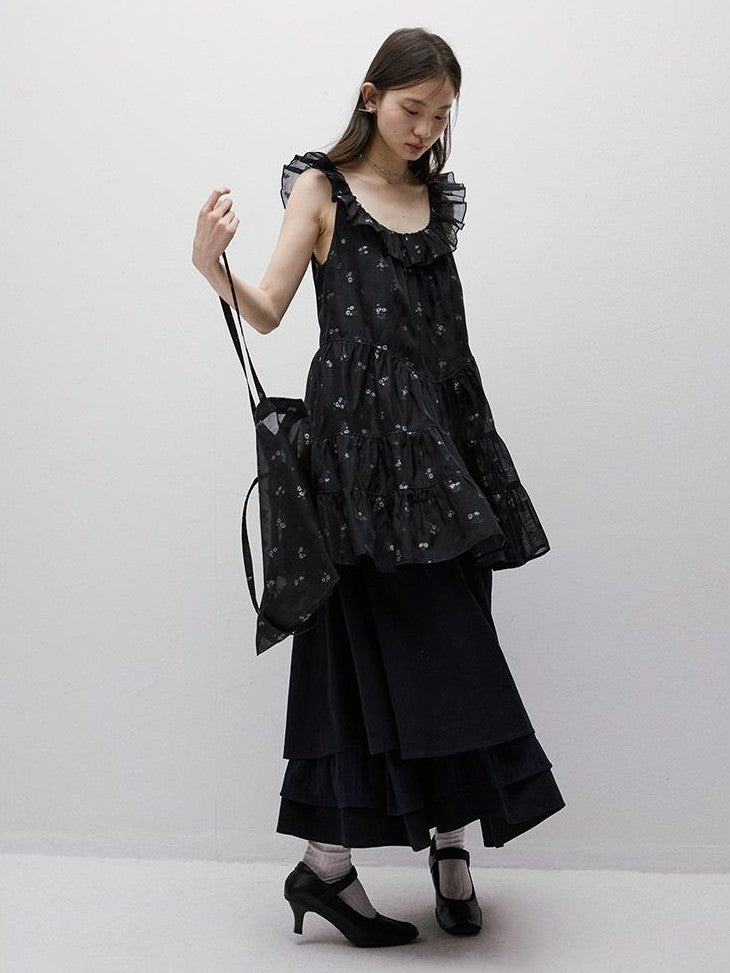 FUSSED Floral Burnout Ruffled Sleeve Women&