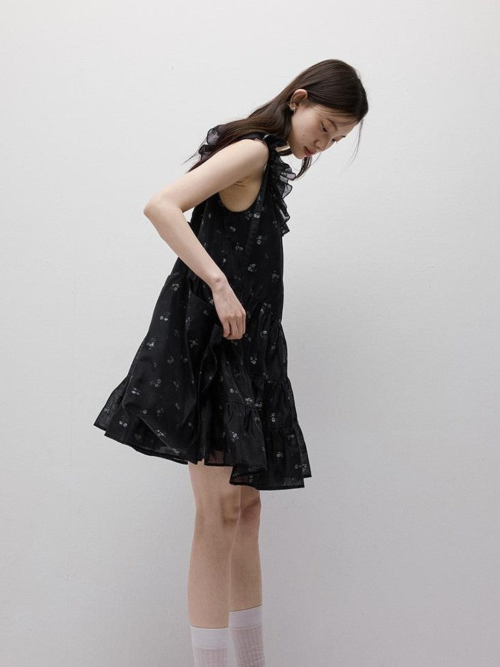 FUSSED Floral Burnout Ruffled Sleeve Women&