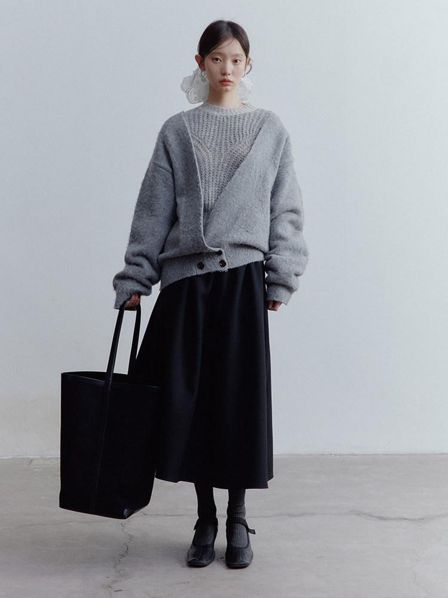 FUSSED Fluffy V-neck Buttoned Oversized Women&