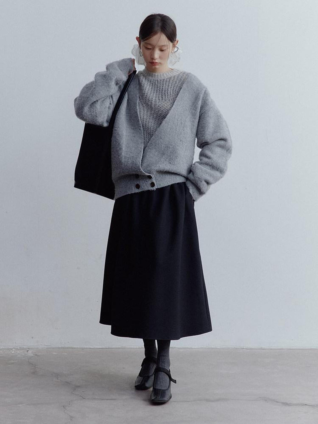 FUSSED Fluffy V-neck Buttoned Oversized Women&