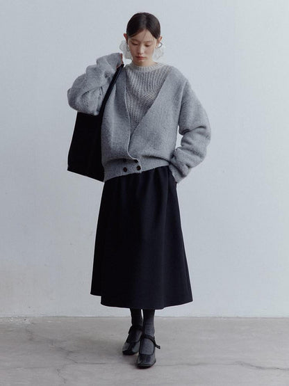 FUSSED Fluffy V-neck Buttoned Oversized Women&
