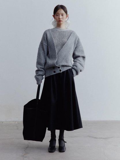 FUSSED Fluffy V-neck Buttoned Oversized Women&