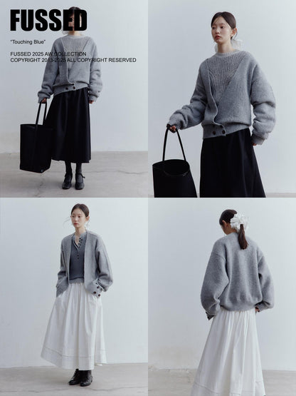 FUSSED Fluffy V-neck Buttoned Oversized Women&