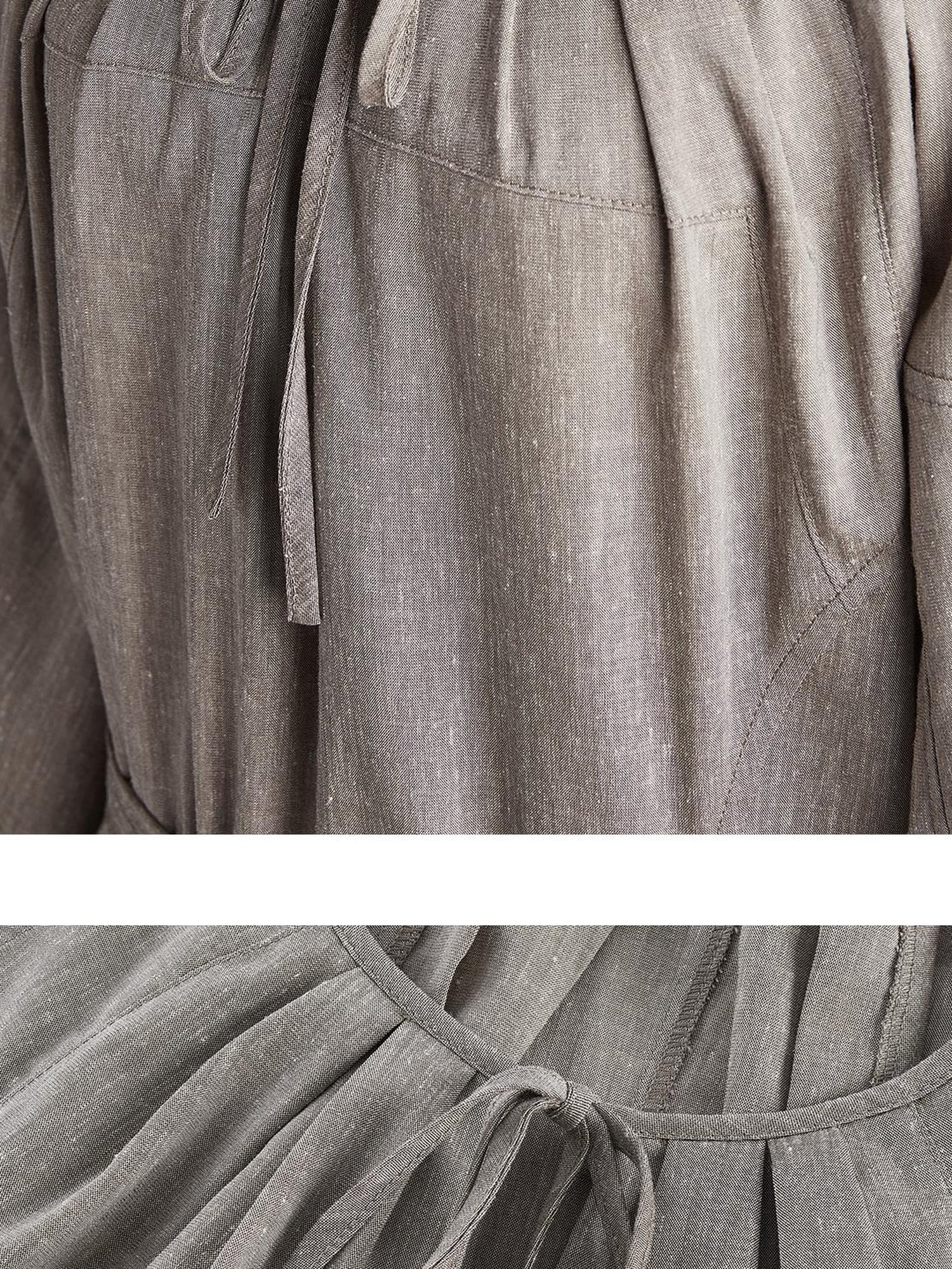 FUSSED Fog Forest Linen Blend Maxi Dress with Detailing