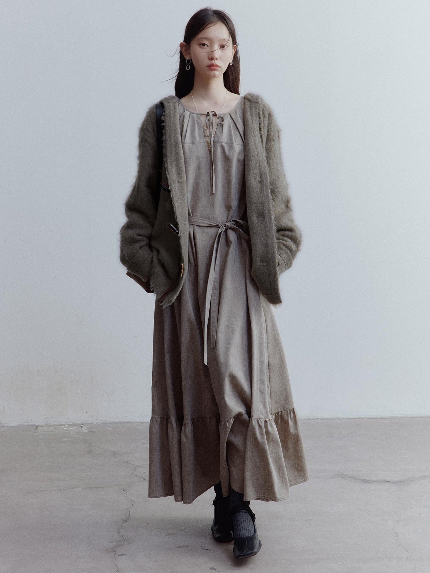 FUSSED Fog Forest Wool Mohair Brushed Fuzzy Cardigan Coat