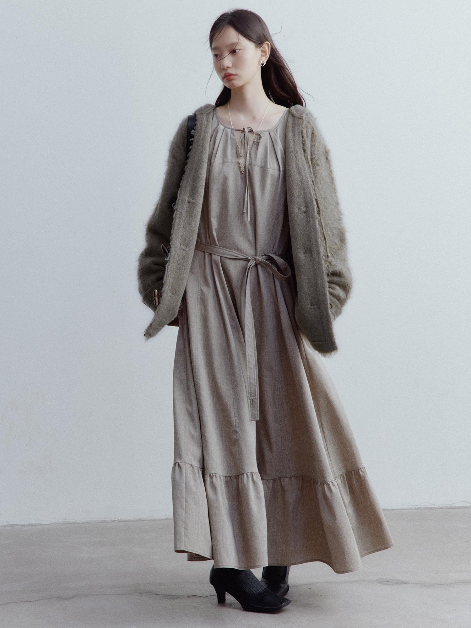 FUSSED Fog Forest Wool Mohair Brushed Fuzzy Cardigan Coat
