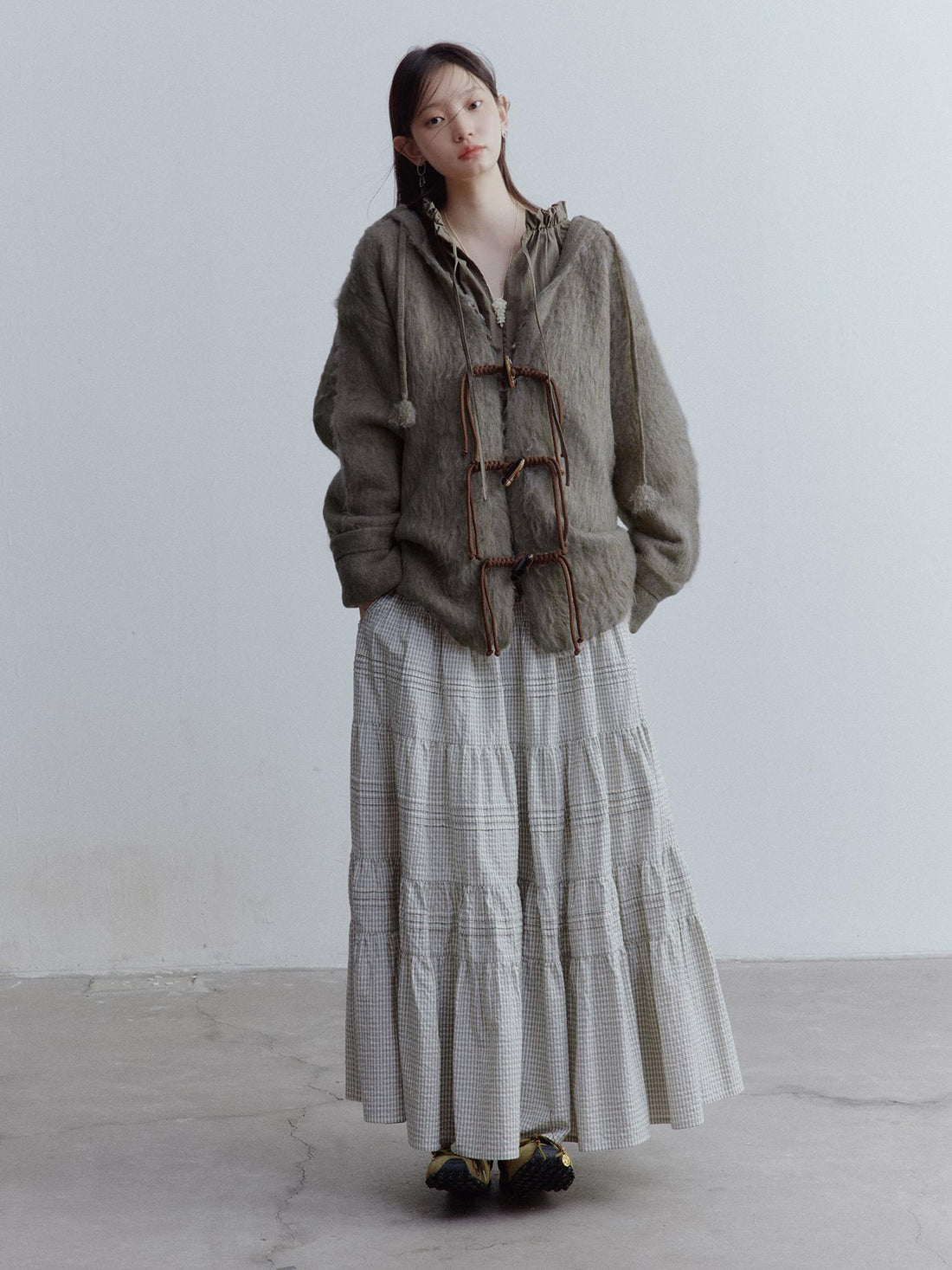 FUSSED Fog Forest Wool Mohair Brushed Fuzzy Cardigan Coat