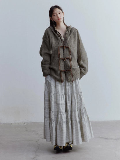 Fog Forest Wool Mohair Brushed Fuzzy Cardigan Coat
