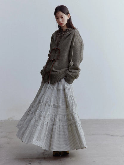 Fog Forest Wool Mohair Brushed Fuzzy Cardigan Coat