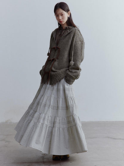 FUSSED Fog Forest Wool Mohair Brushed Fuzzy Cardigan Coat