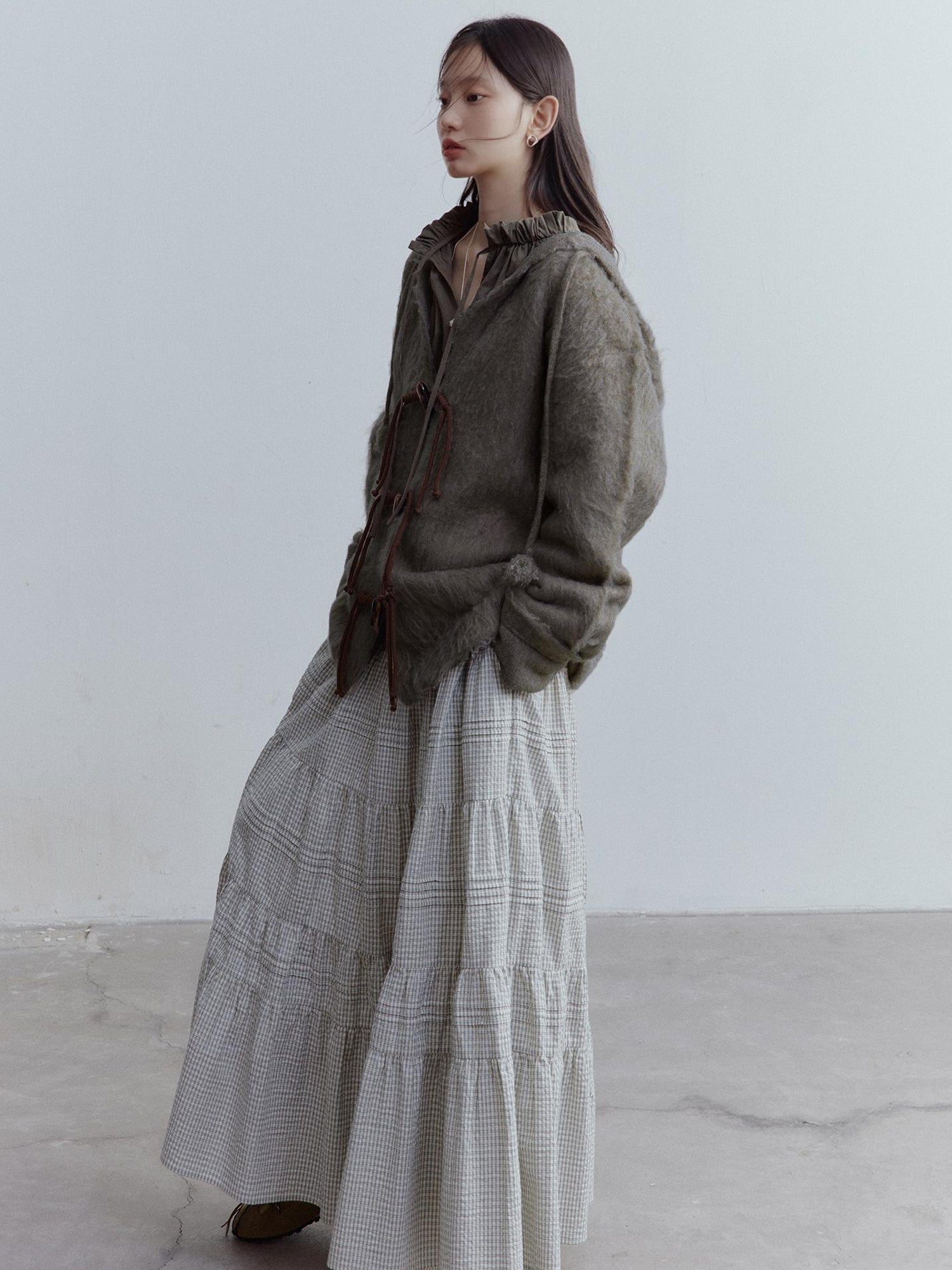 FUSSED Fog Forest Wool Mohair Brushed Fuzzy Cardigan Coat