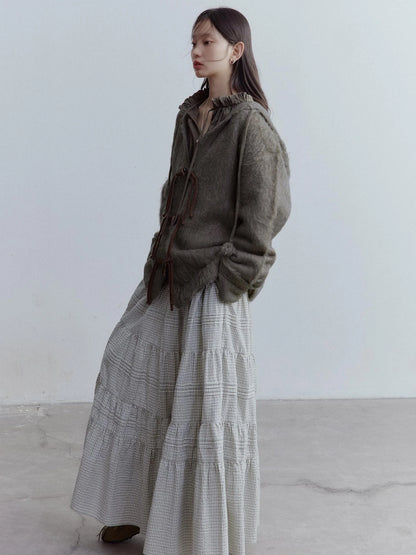 Fog Forest Wool Mohair Brushed Fuzzy Cardigan Coat