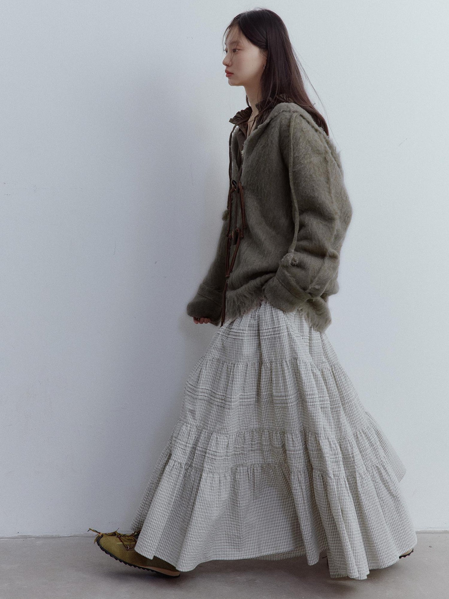 FUSSED Fog Forest Wool Mohair Brushed Fuzzy Cardigan Coat