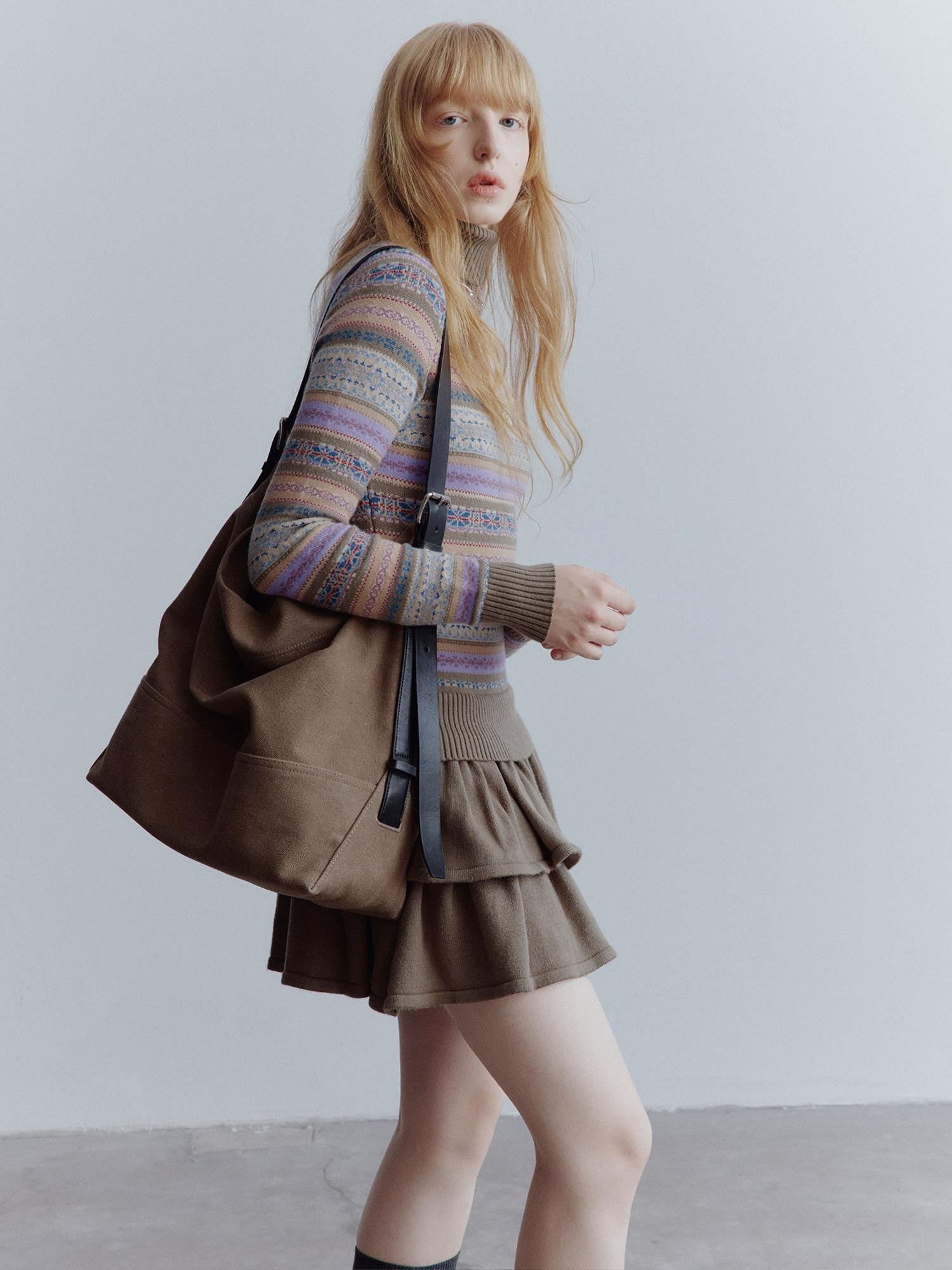 FUSSED Forest Elf Fair Isle Jacquard Layered Splice Women&