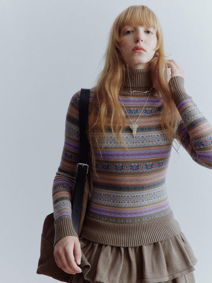 FUSSED Forest Elf Fair Isle Jacquard Layered Splice Women&