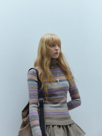 FUSSED Forest Elf Fair Isle Jacquard Layered Splice Women&