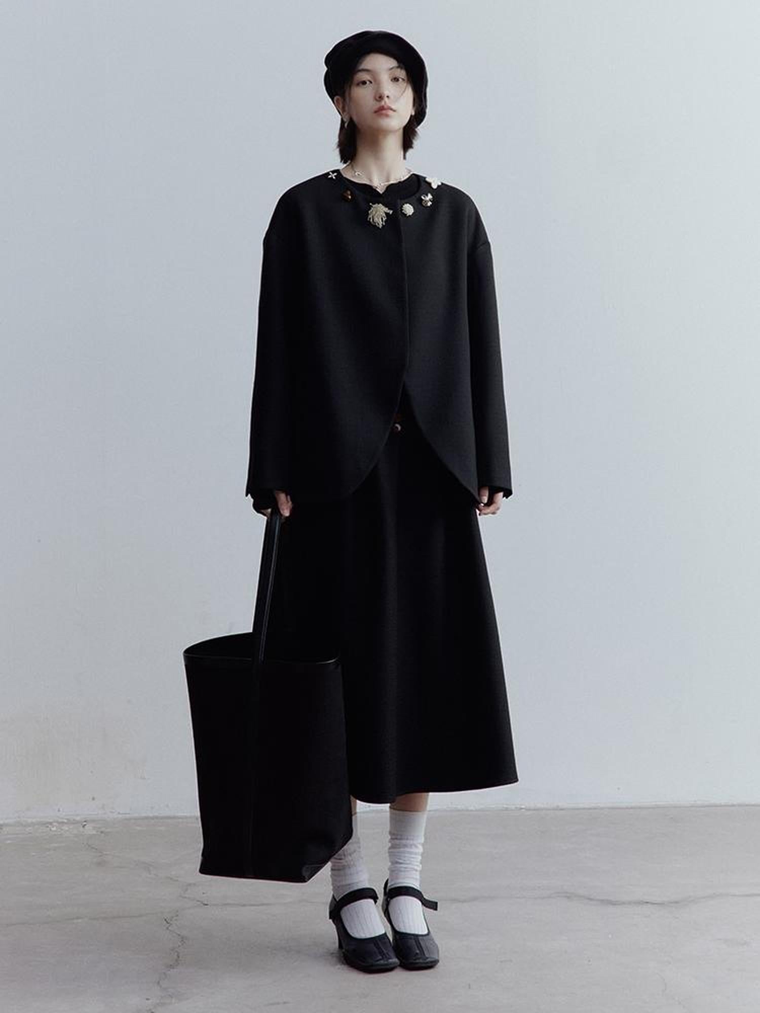 FUSSED Fussed Museum Art Button Embroidered Wool Blend Jacket