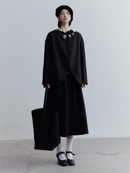 FUSSED Fussed Museum Art Button Embroidered Wool Blend Jacket