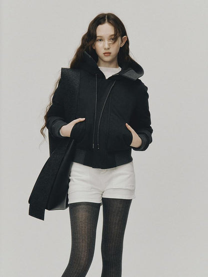 FUSSED Galaxy Gray Structured Two Way Hood Slim Raglan Women&