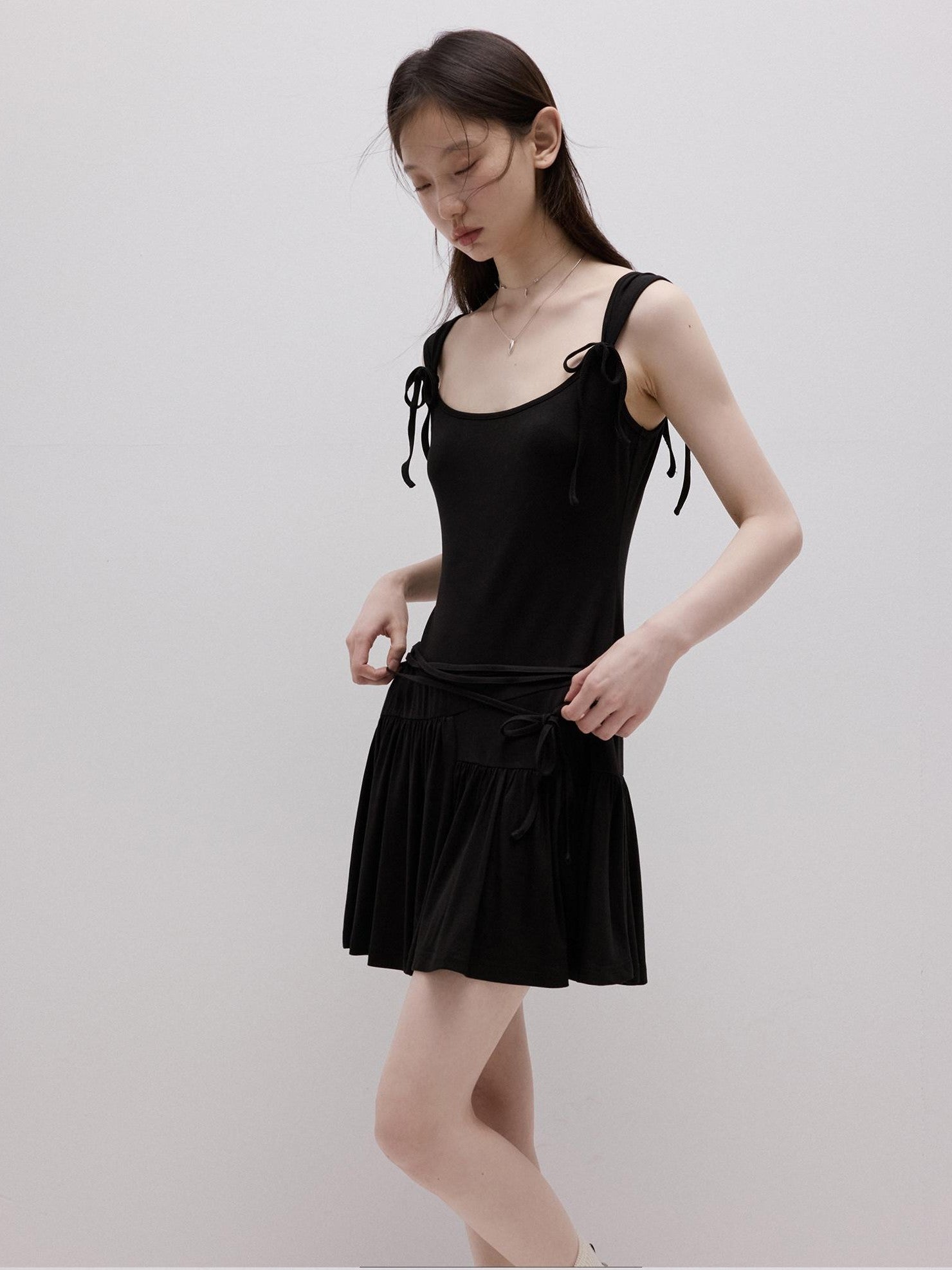 FUSSED Garden Ribbon Asymmetric 3d Sash Gathered Knit Women&