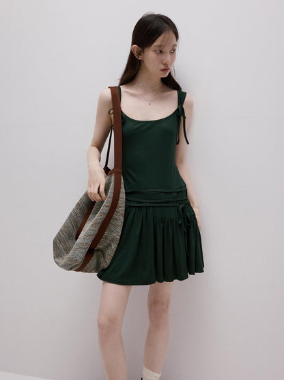 FUSSED Garden Ribbon Asymmetric 3d Sash Gathered Knit Women&