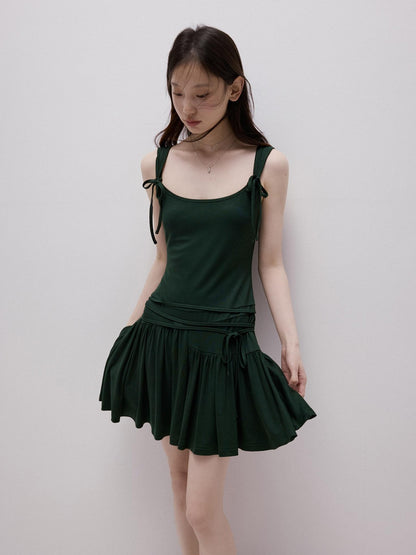 FUSSED Garden Ribbon Asymmetric 3d Sash Gathered Knit Women&