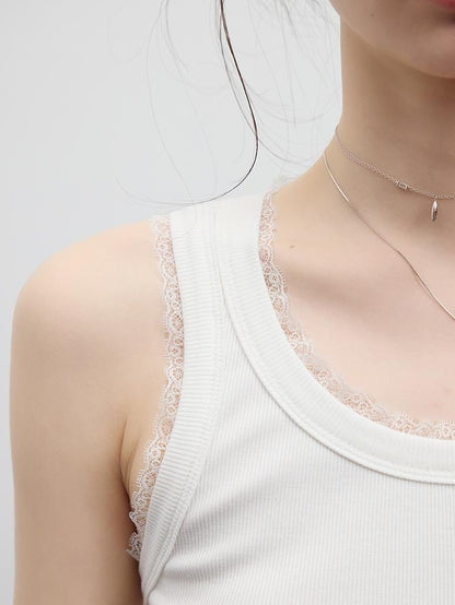 FUSSED Girly Rope Embroidery Hollow Lace Slim Women&