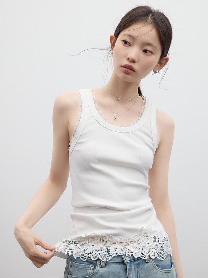 FUSSED Girly Rope Embroidery Hollow Lace Slim Women&