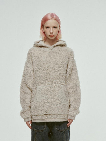 FUSSED Gray White Wool Blend Fleece Hoodie