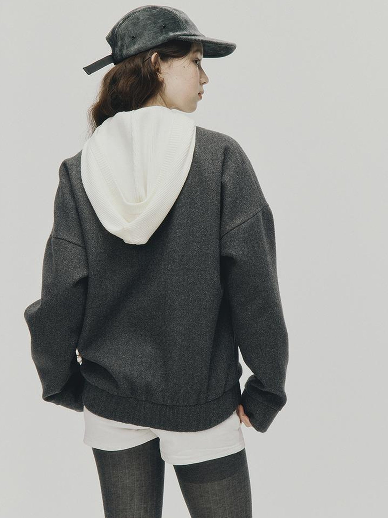 FUSSED Grey Melange Wool Blend Baseball Jacket