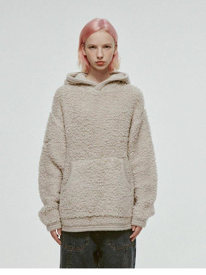 FUSSED Grey White Sheep Motif Hooked Boucle Women&