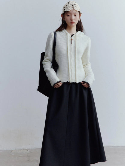 Hand Knitted Snowflake Beanie In Almond Cream