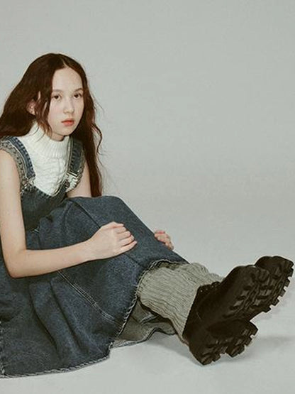 Hand Knitted White Grey Textured Vest With 3D Floral Applique