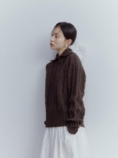 FUSSED Hazelnut Brown Cable Twist Embossed Texture Women&