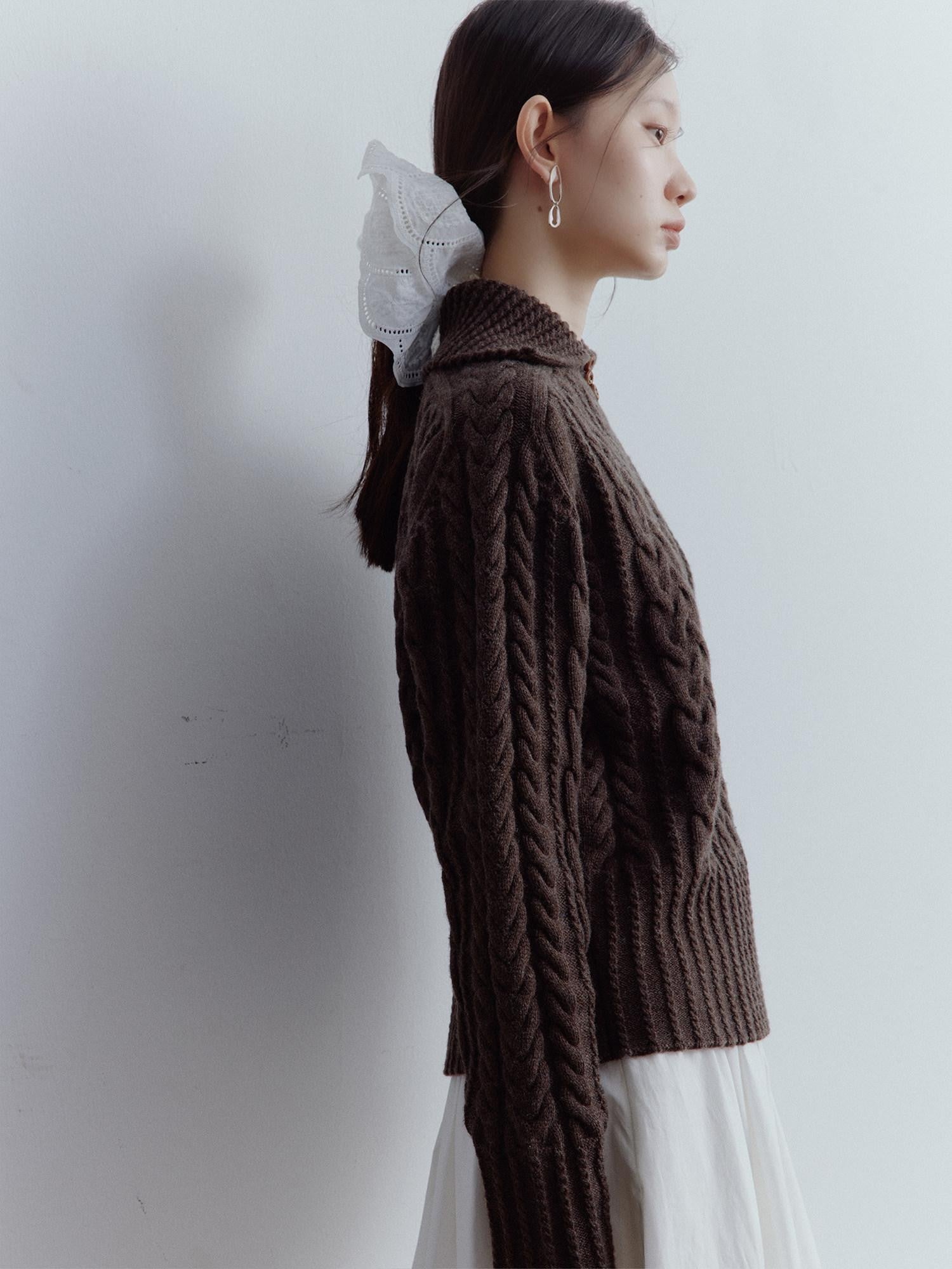FUSSED Hazelnut Brown Cable Twist Embossed Texture Women&