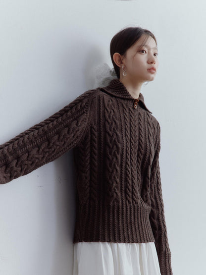 FUSSED Hazelnut Brown Cable Twist Embossed Texture Women&