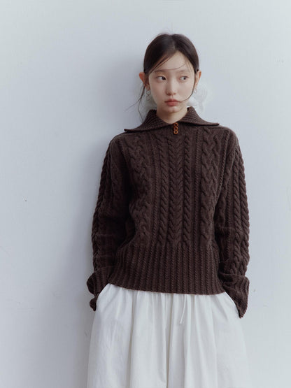 FUSSED Hazelnut Brown Cable Twist Embossed Texture Women&