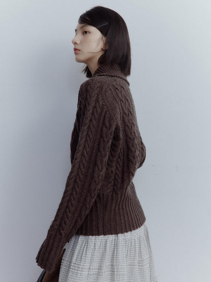 FUSSED Hazelnut Brown Cable Twist Embossed Texture Women&