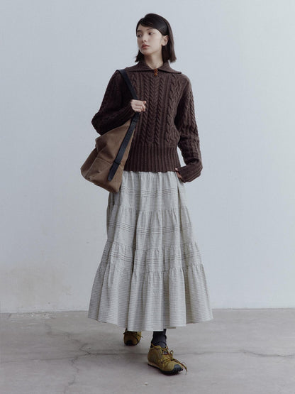 FUSSED Hazelnut Brown Cable Twist Embossed Texture Women&