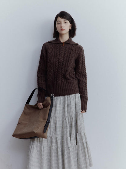 FUSSED Hazelnut Brown Cable Twist Embossed Texture Women&