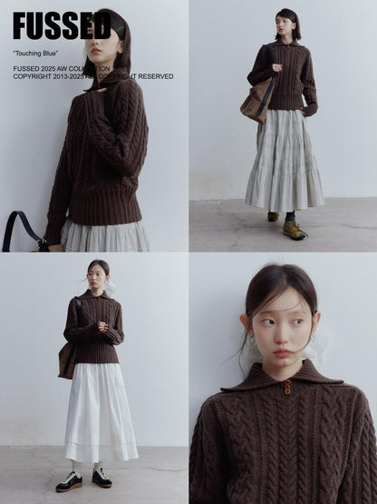FUSSED Hazelnut Brown Cable Twist Embossed Texture Women&