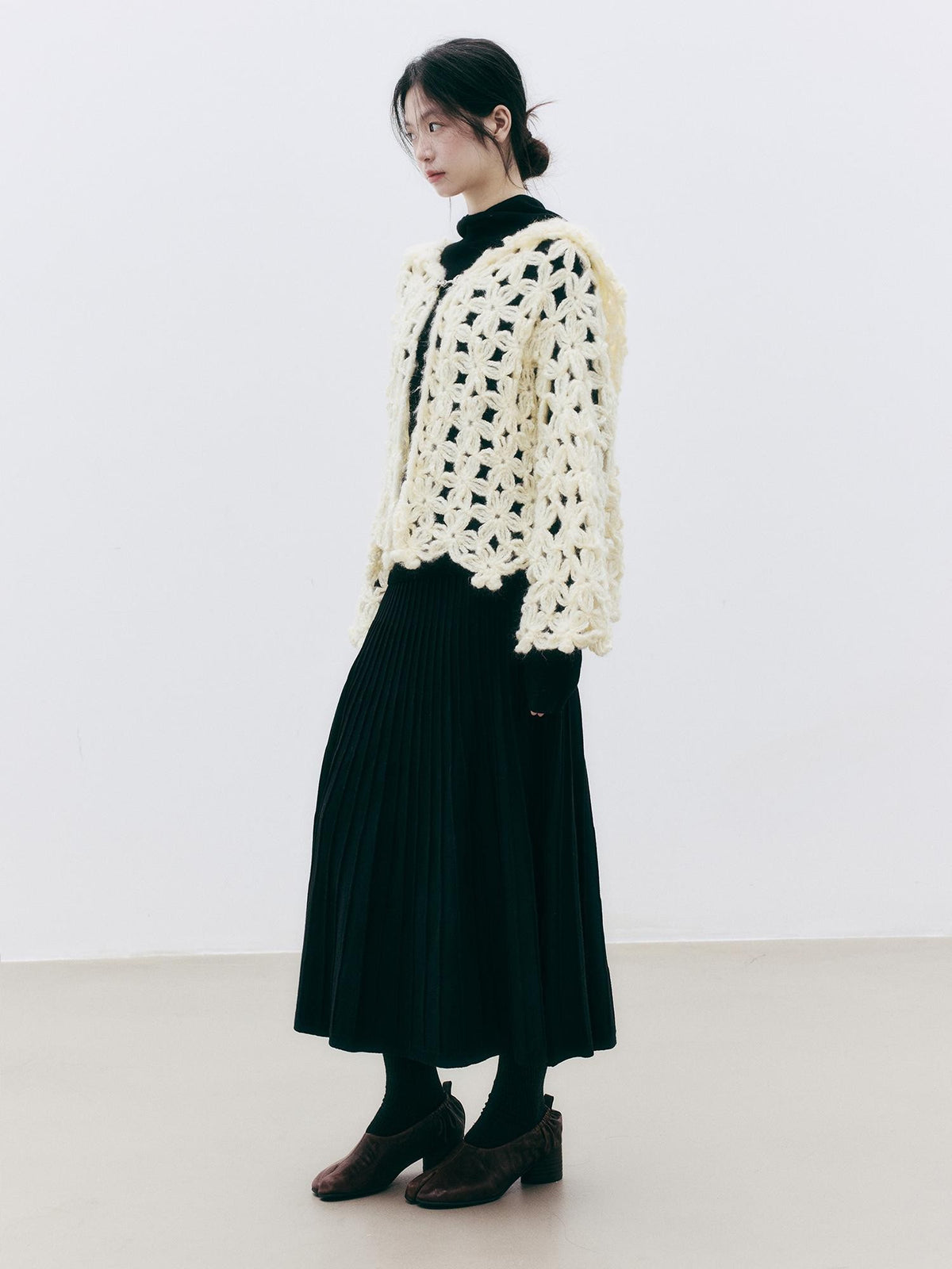 FUSSED Hollow Crochet Handmade Hooded Women&