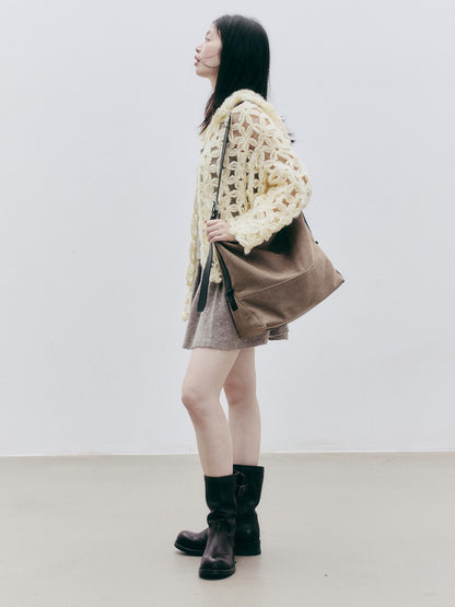 FUSSED Hollow Crochet Handmade Hooded Women&